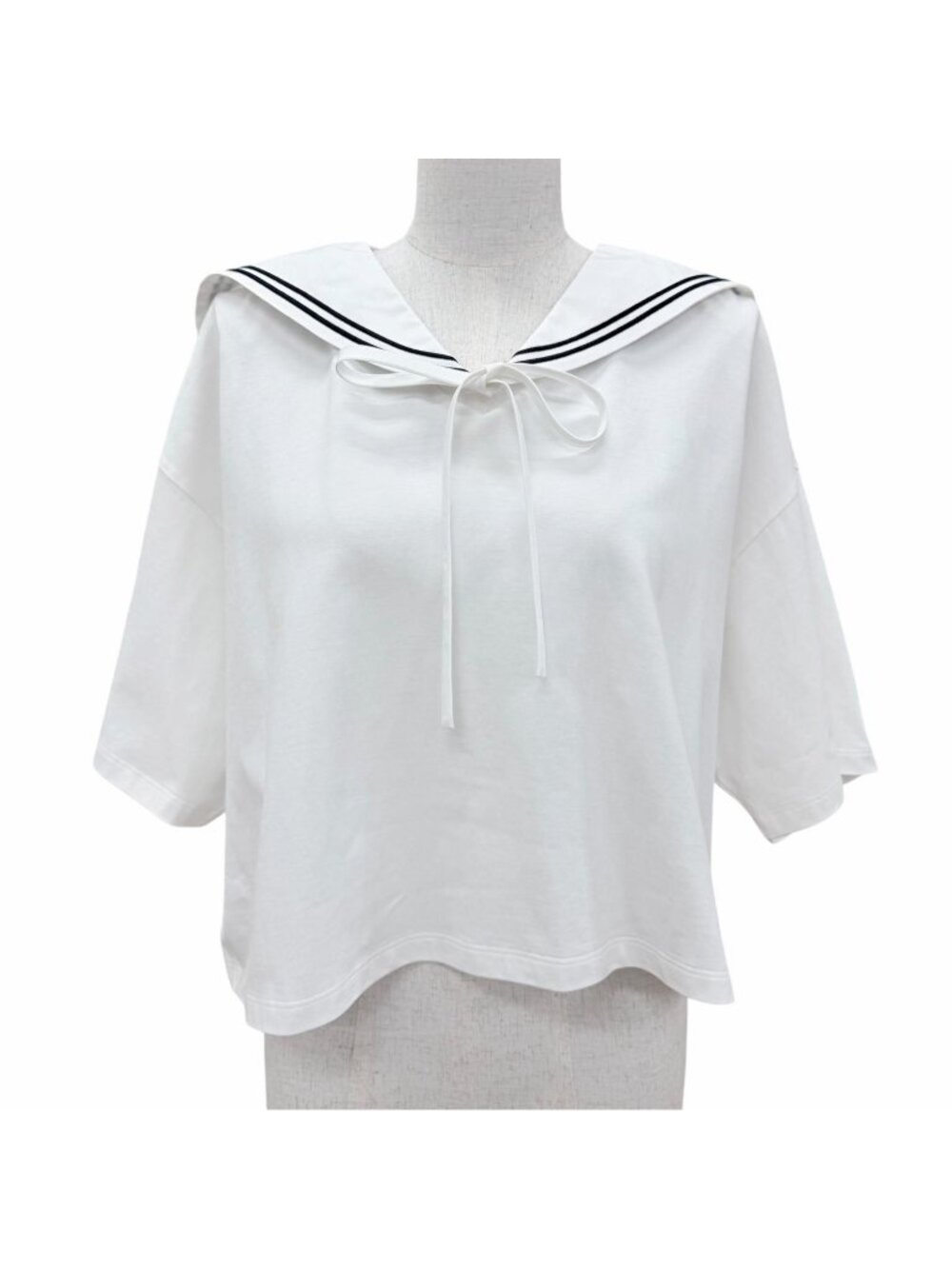 Miu Miu 11 EC Logo Embroidery Sailor Color Top with White Garment M